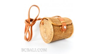 Cylinder clutch bag ata rattan grass balinese hand woven